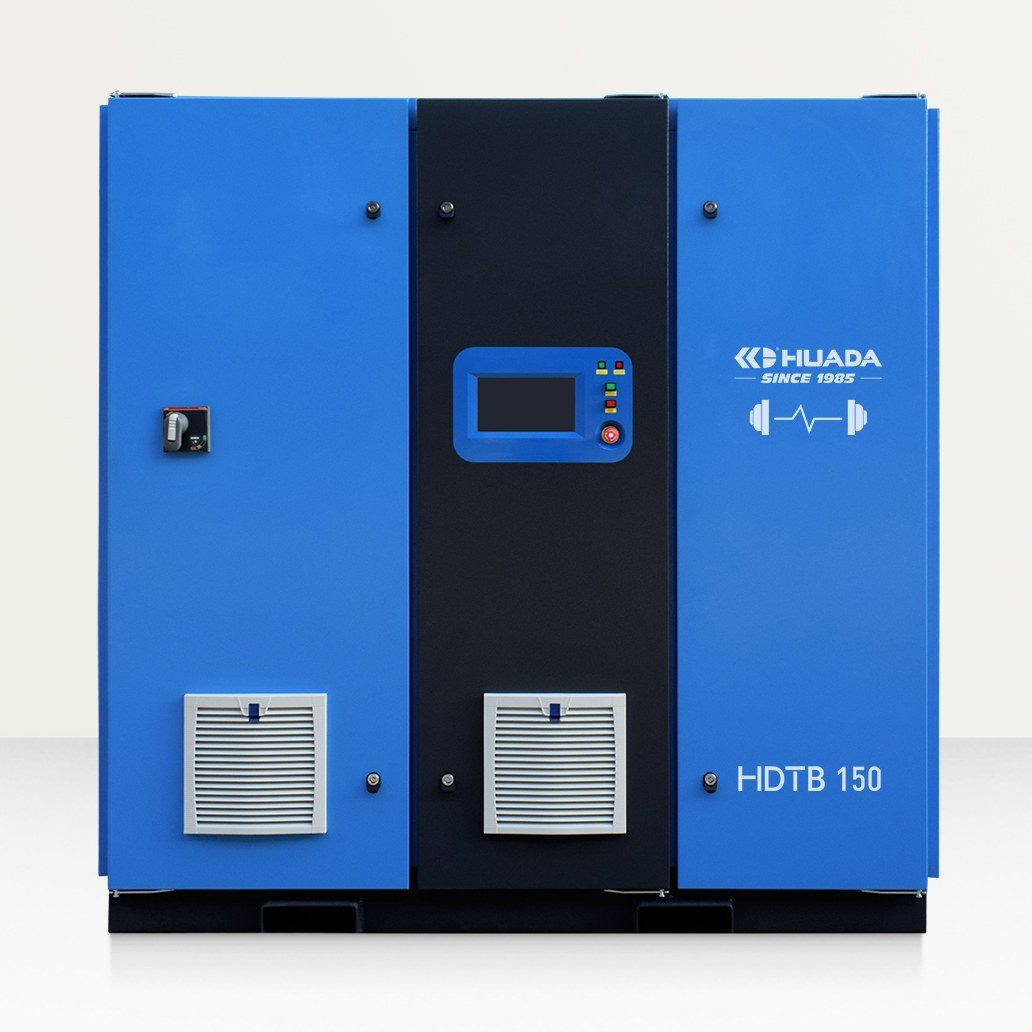 HUADA HDTB 150 high-speed magnetic levitation centrifugal blower, blue cabinet with HUADA logo, touch screen and ventilation grilles
